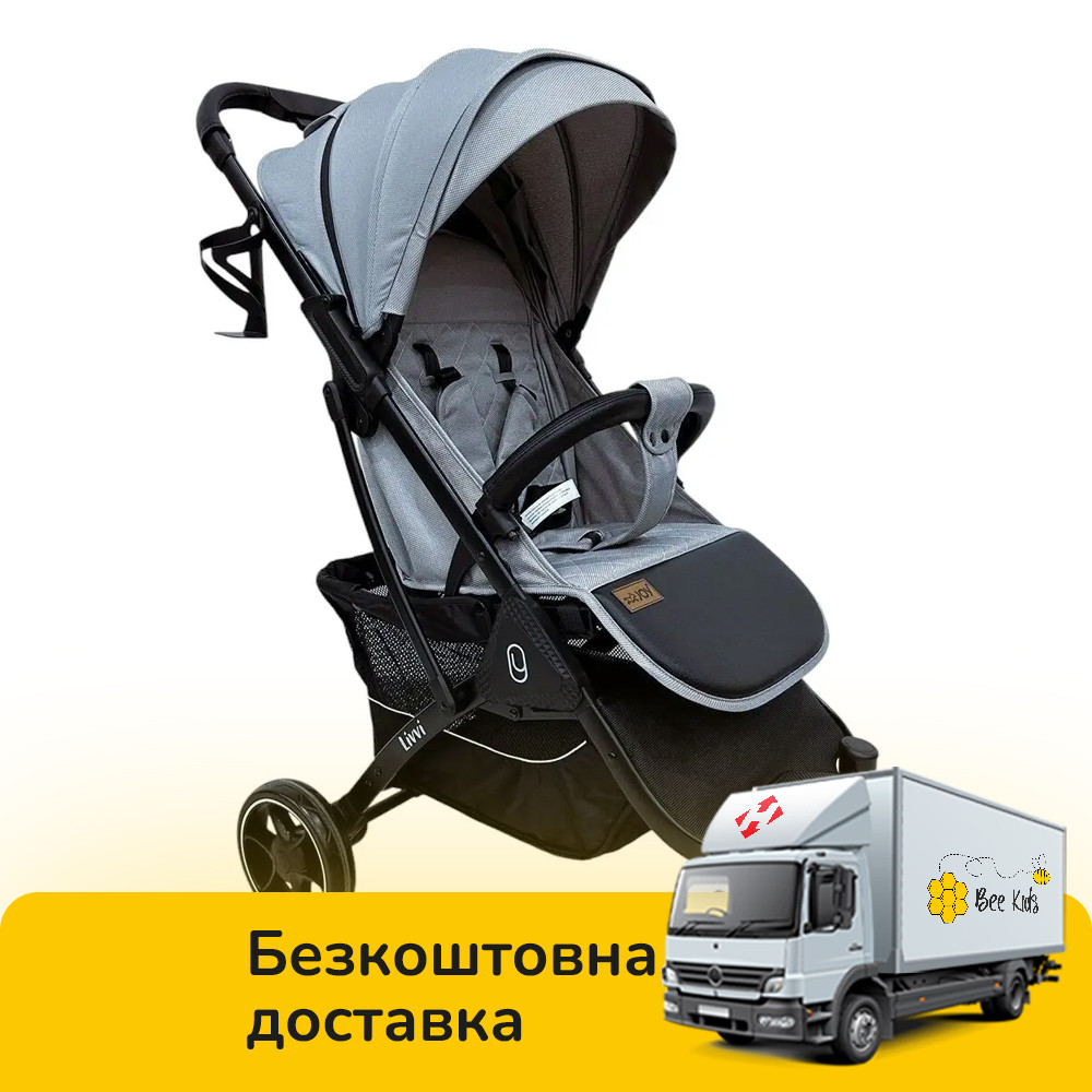 Коляска прогулянкова дитяча JOY Livvi (футкавер, підсклянник, кошик) LV-09257 Сіра, фото 1
