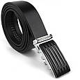 Ремінь чоловічий з автоматичною пряжкою смужка Vintage 20301 Чорний, фото 5