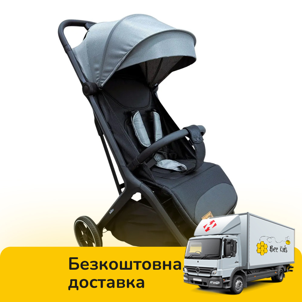 Коляска прогулянкова дитяча JOY Willow (футкавер, підсклянник, телескопічна ручка) WL-65510 Сіра, фото 1