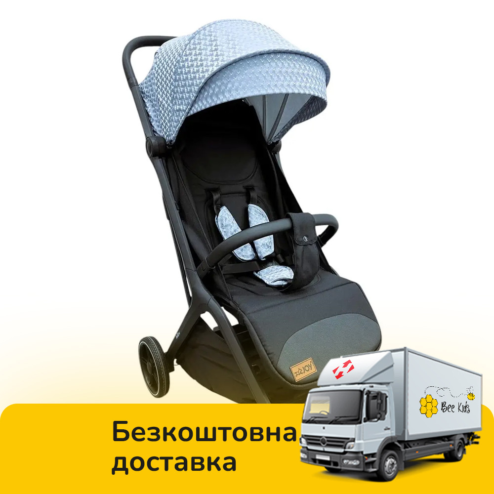 Коляска прогулянкова дитяча JOY Willow (футкавер, підсклянник, телескопічна ручка) WL-65035 Сіра, фото 1