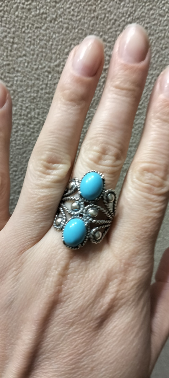 Срібна каблучка з блакитною бірюзою, фото 1