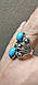 Срібна каблучка з блакитною бірюзою, фото 2