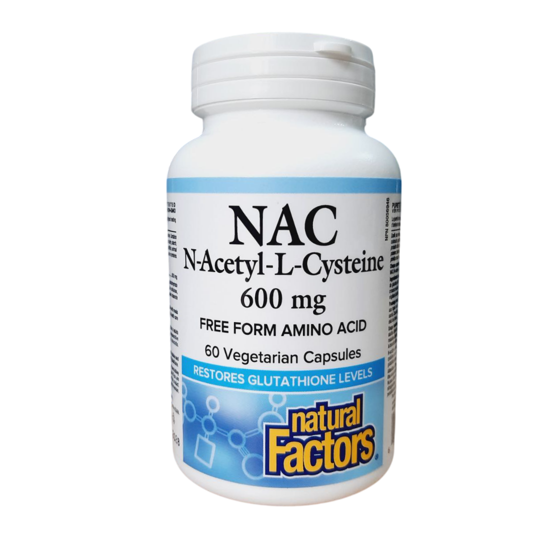 NAC N-ацетил-L цистеїн Natural Factors, 600 мг 60 капсул
