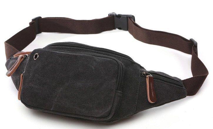 Сумка поясна текстильна Vintage 20085 Чорна, фото 1