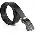 Ремінь чоловічий з автоматичною пряжкою і смужками Vintage 20330 Чорний, фото 5