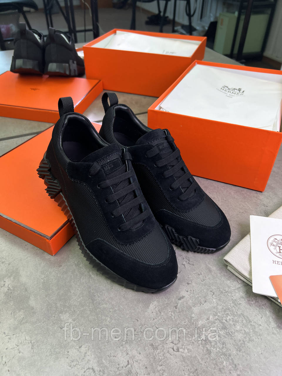Кросівки чоловічі Bouncing Black чорні шкіра замша та текстиль