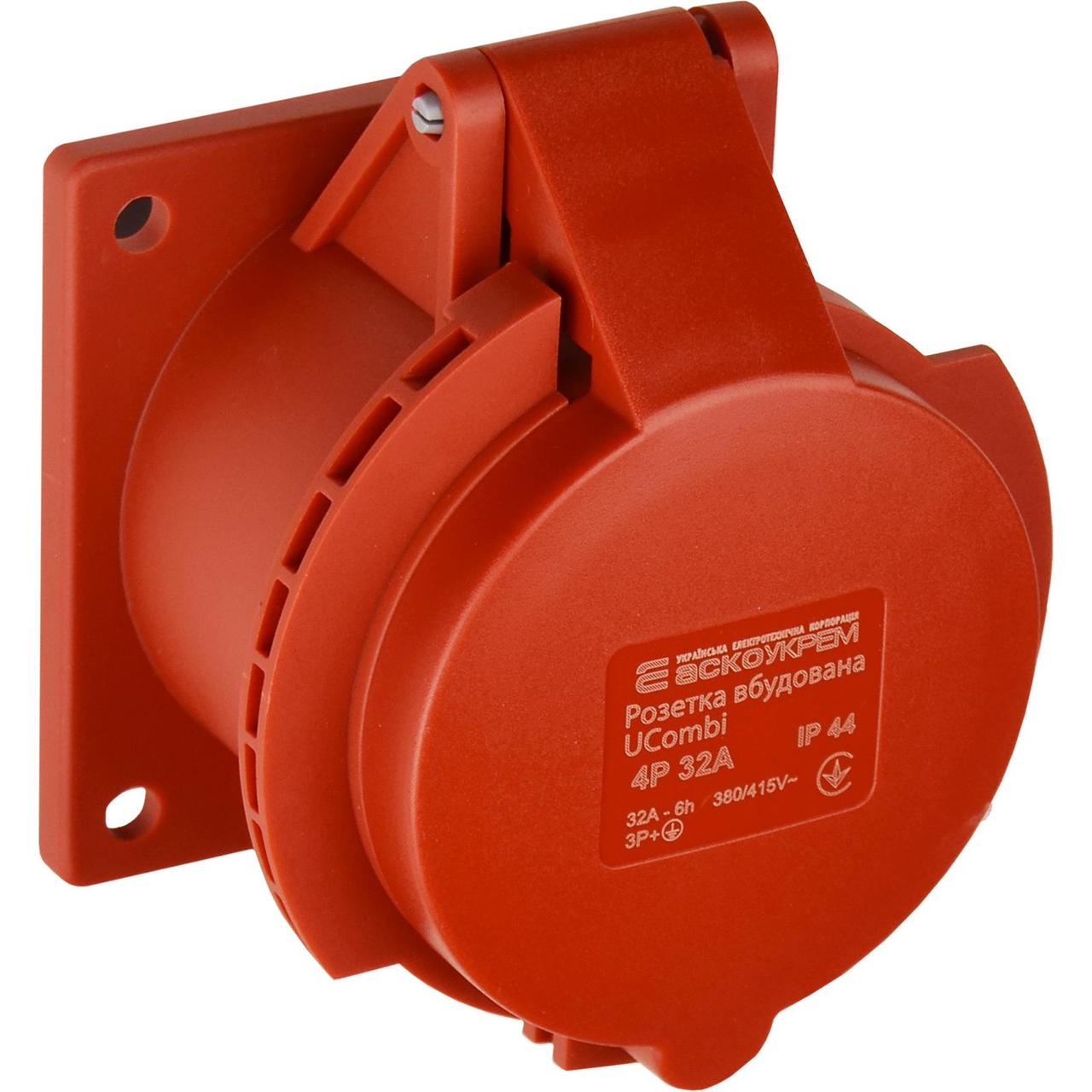 Розетка вбудована АСКО-УКРЕМ UCombi 4 полюси 3P+PE 32A IP44 (A0080010161)