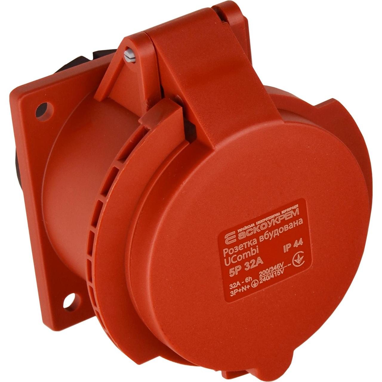 Розетка вбудована АСКО-УКРЕМ UCombi 5 полюсів 3P+N+PE 32A IP44 (A0080010163)