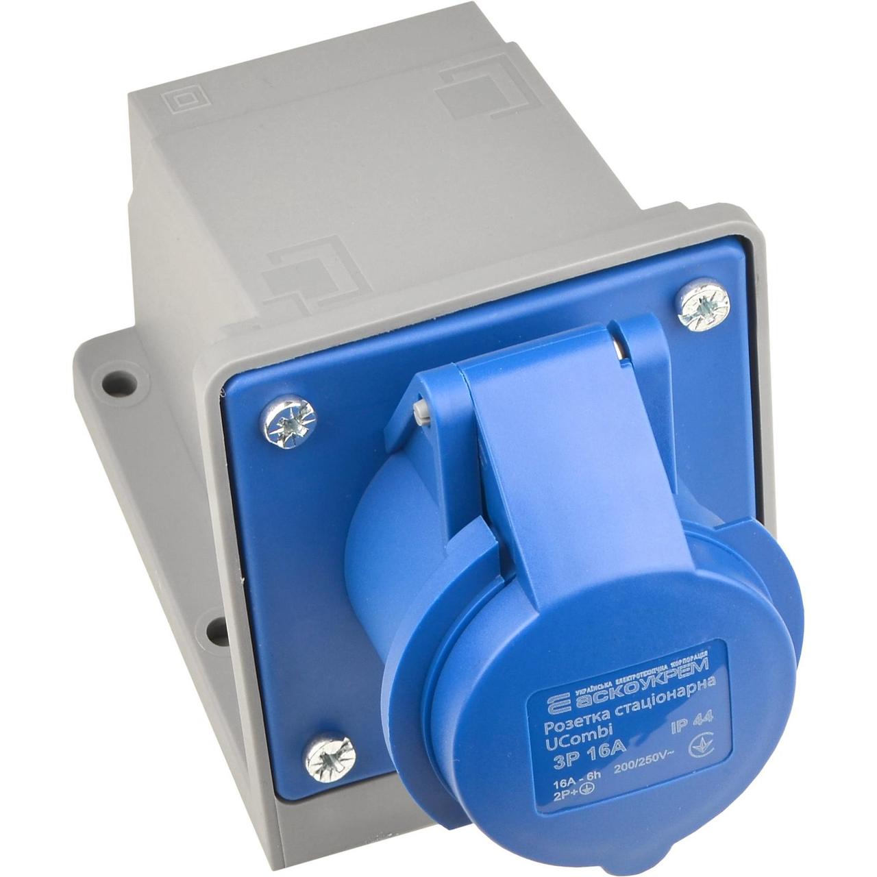 Розетка настінна АСКО-УКРЕМ UСombi 3 полюси 2P+PE 16A IP44 (A0080010141)