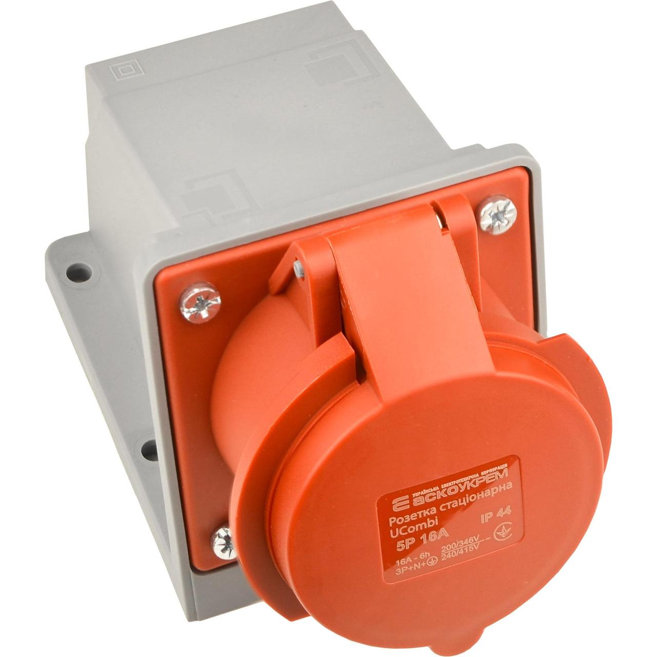 Розетка настінна АСКО-УКРЕМ UСombi 5 полюсів 3P+N+PE 16A IP44 (A0080010152)