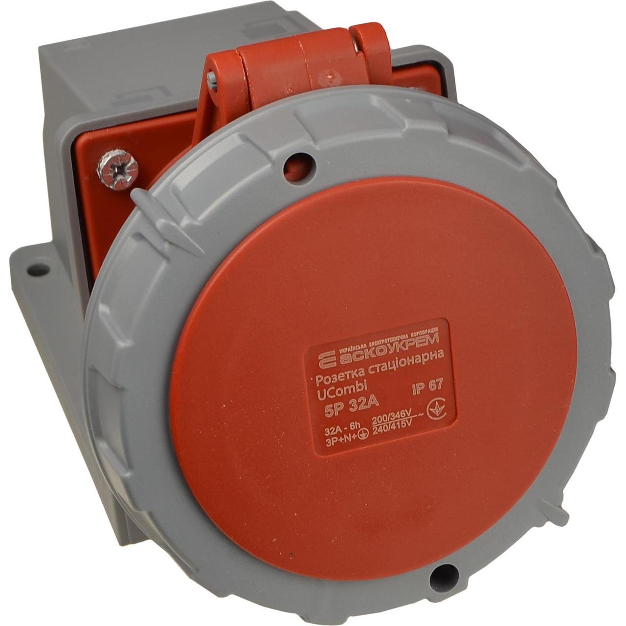 Розетка настінна АСКО-УКРЕМ UСombi 5 полюсів 3P+N+PE 32A IP67 (A0080010155)