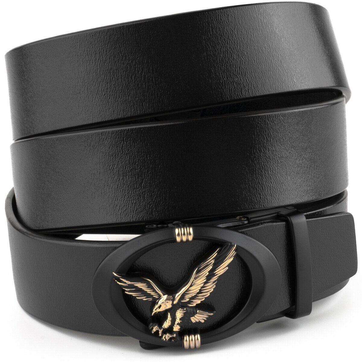 Ремінь чоловічий з пряжкою автомат з силуетом орла Vintage 20297 Чорний, фото 1