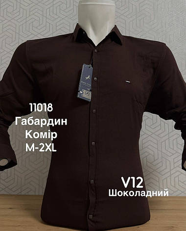 Однотонна чоловіча сорочка BlackStone габардин V12, фото 1