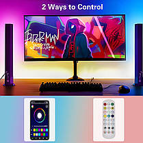 BERIXDEEP Світлодіодна стрічка RGB+IC Neon завдовжки 3 м, інтелектуальна світлодіодна стрічка USB 5 В з дистанційним, фото 5