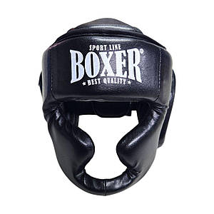 Шолом тренувальний з повним захистом BOXER NEW M вінілшкіряний чорний