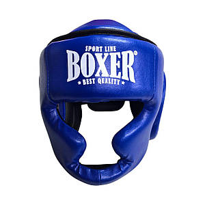 Шолом тренувальний з повним захистом BOXER NEW M вінілшкіряний синій