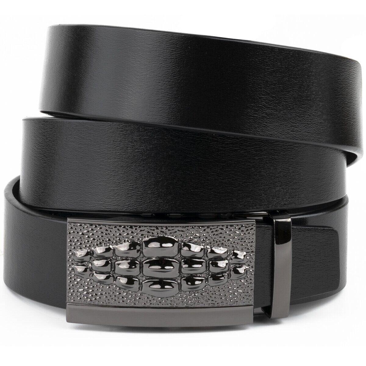 Ремінь чоловічий з пряжкою автомат і силуетом під екзотику Vintage 20300 Чорний, фото 1