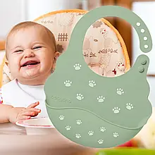 Силіконовий нагрудник з регульованою застібкою BabyOno 829/06, Сліди (SB)