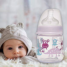 Пляшка для годування NIP 35056 Actiflex M з широкою горловиною + соска з широкою шийкою для дівчинки, 150 мл (TK)