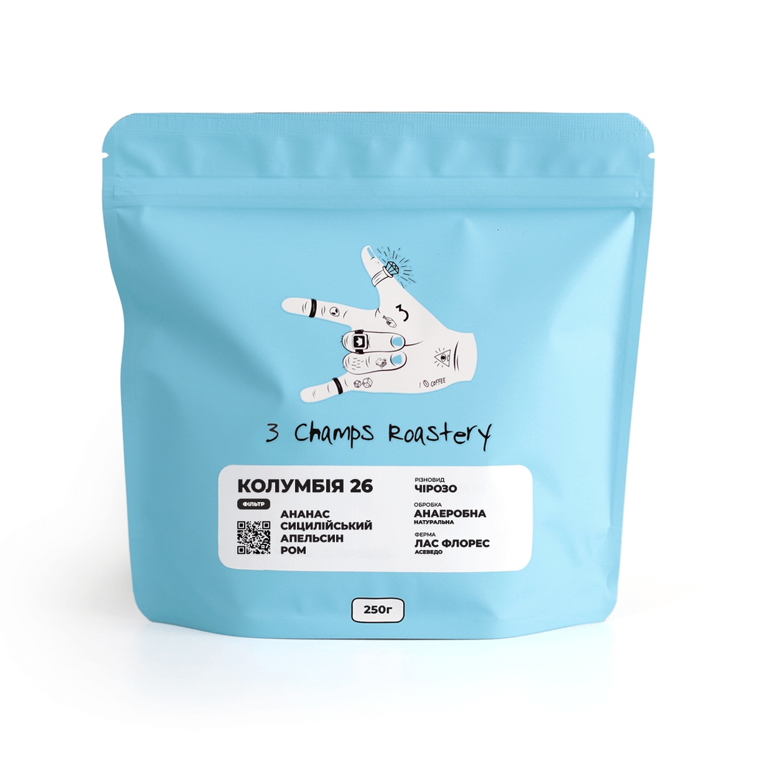 3 Champ Roastery Колумбія 26 свіжообсмажена кава під фільтр каву 250 г.