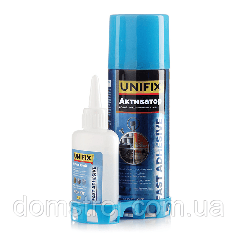 Клей двокомпонентний з активатором для експрес склеювання UNIFIX 705 (100 мл + 400 мл), фото 1