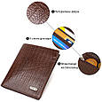 Фактурний гаманець для чоловіків з натуральної шкіри з тисненням CANPELLINI 21927 Коричневий, фото 4