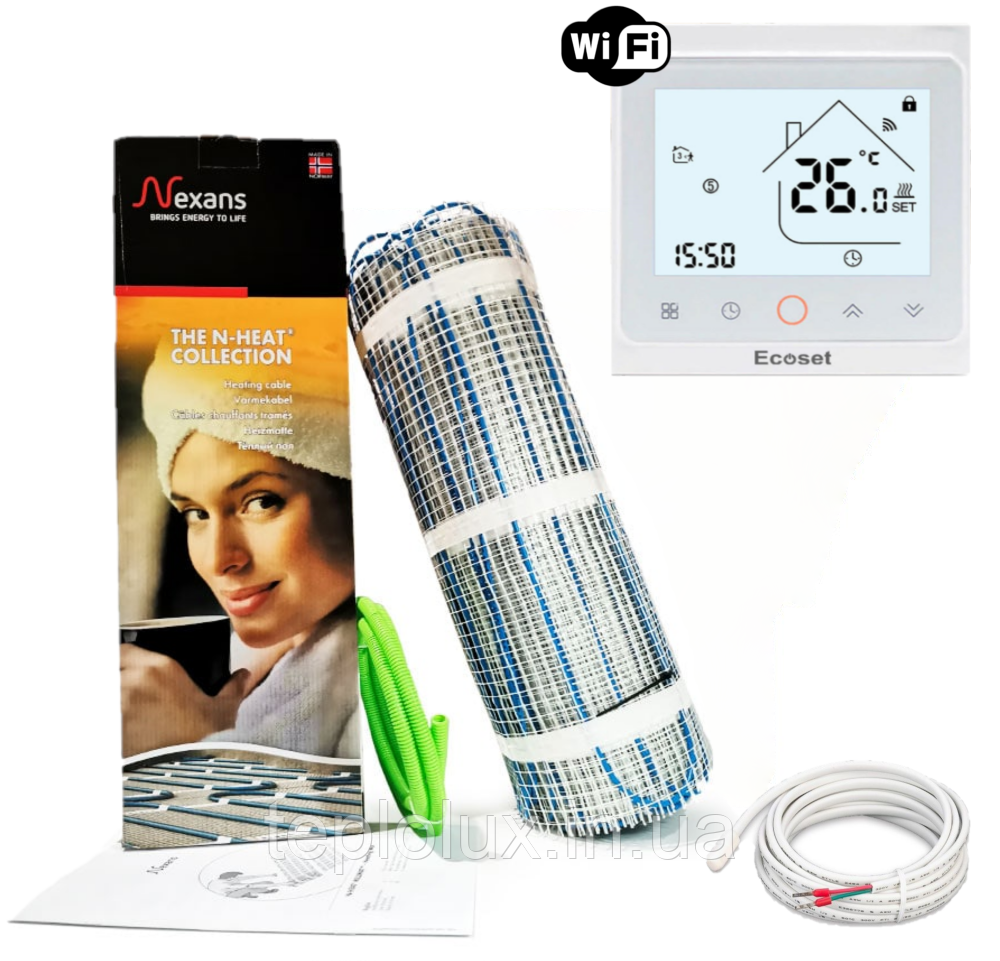 Нагрівальний мат Nexans Millimat/150 (4,0 м2) з терморегулятором Ecoset PWT 002 Wi-Fi