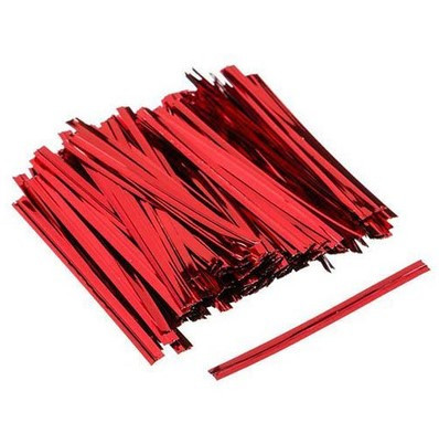 Зав'язка, дріт для пакетів 6 см червоний (600 шт./пач.)