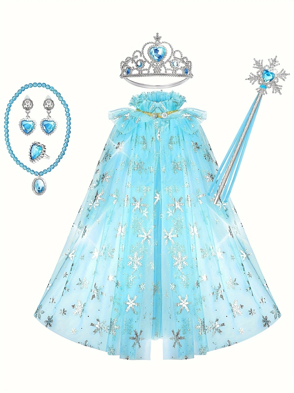 Костюм Ельзи 6 предметів. Карнавальний набір Ельзи плащ і аксесуари., фото 1