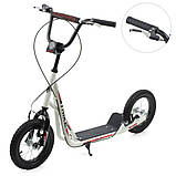 Самокат міський двоколісний для дорослих і дітей від 8 років з ручним гальмом SR 2-045-3-W Білий, фото 2