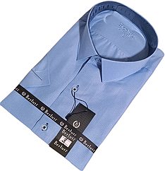 Чоловіча класична теніска Berluti vk-0003 блакитна в клітку Туреччина, ошатна стильна чоловіча теніска L