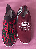 Мокасини сліпони жіночі текстильні сітка на повну ногу червоні, фото 3