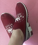 Мокасини сліпони жіночі текстильні сітка на повну ногу червоні, фото 4