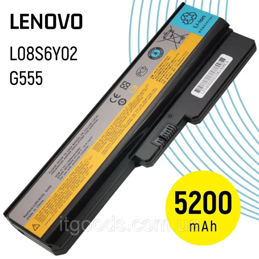 Акумулятор для ноутбука Lenovo 42T4586 42T4585 L08L6C02 IdeaPad 3000 G430 G450 G530 G550 N500 B460 Z360 v460a, фото 1