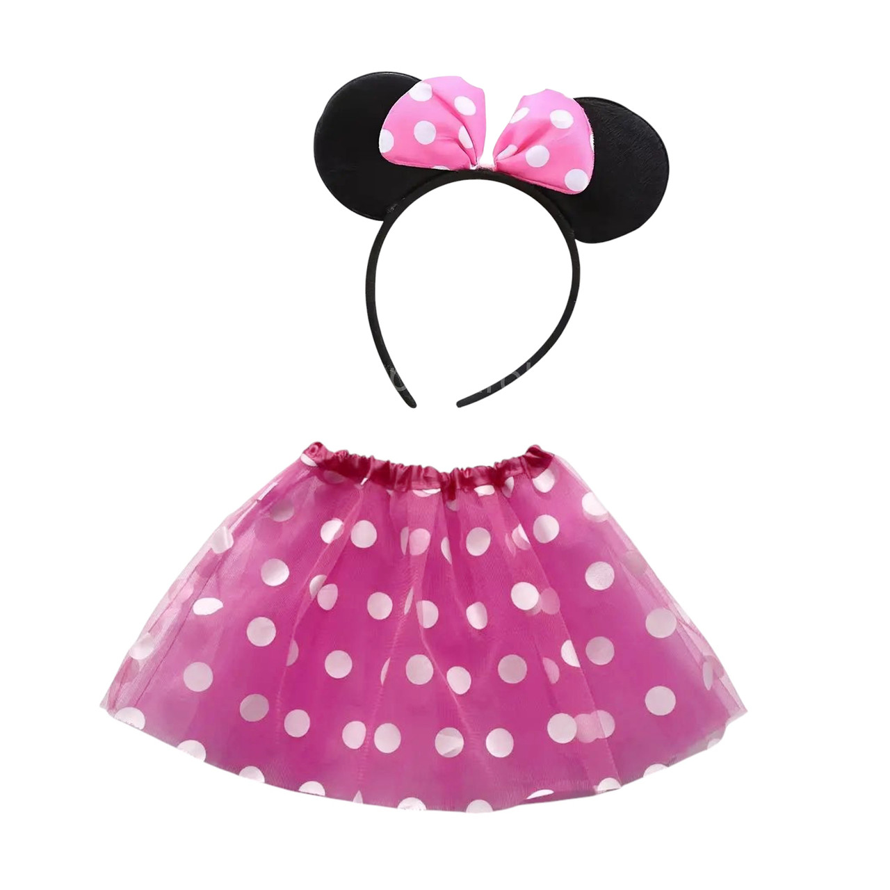 Костюм Міні Маус спідницею та обідком рожевий у горошок., фото 1