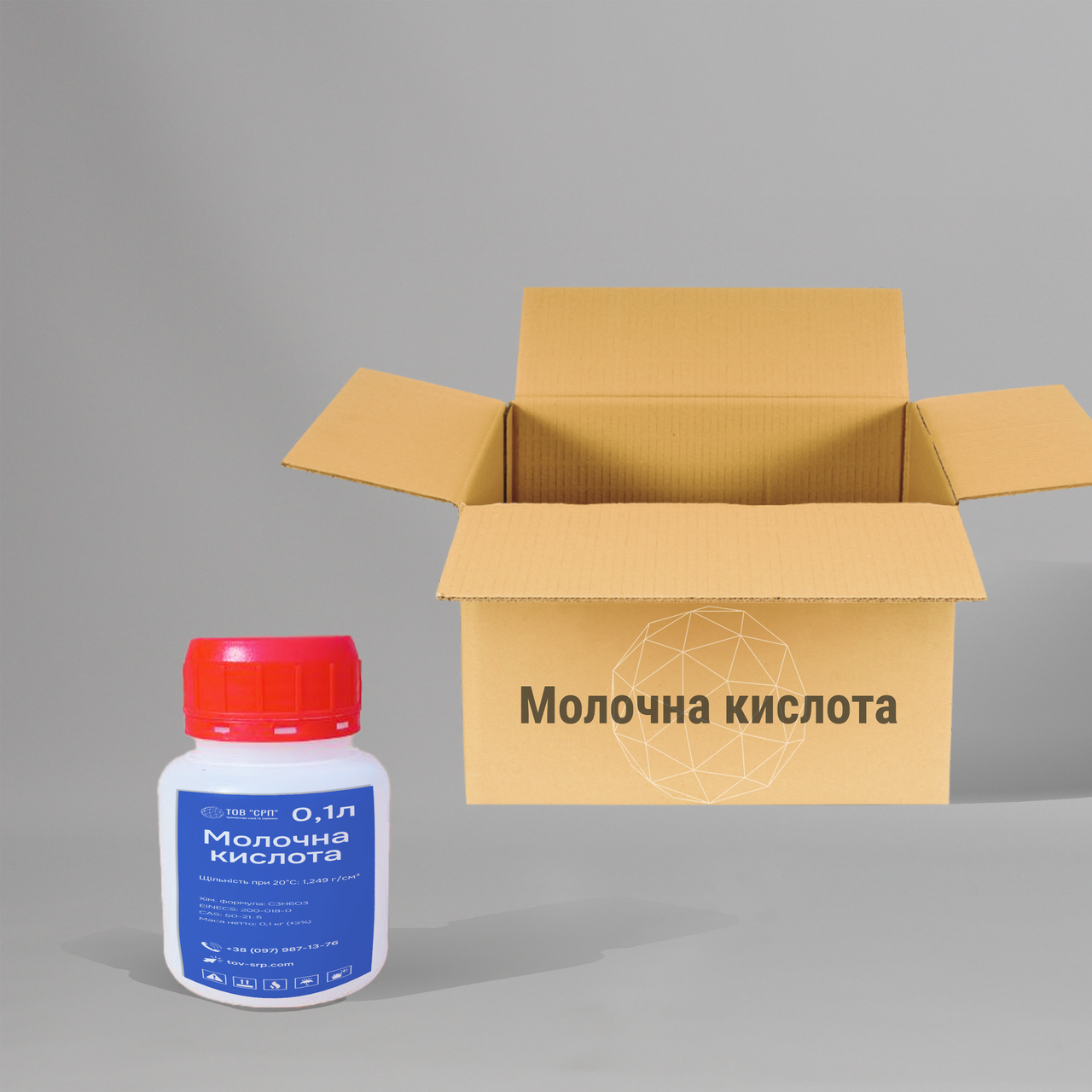 Молочна кислота у флаконах 0,1л (у коробці 126 флаконів)