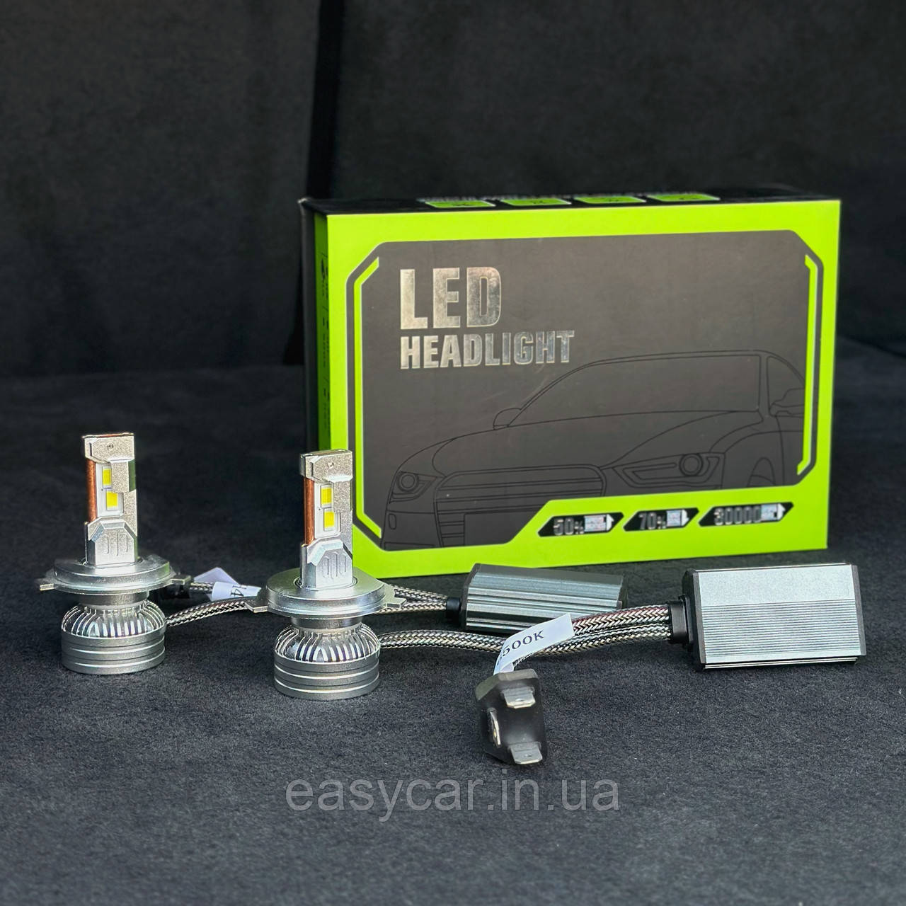 LED H4 (5500K) Світлодіодна лампа, K65 50W ближній/дальній, фото 1