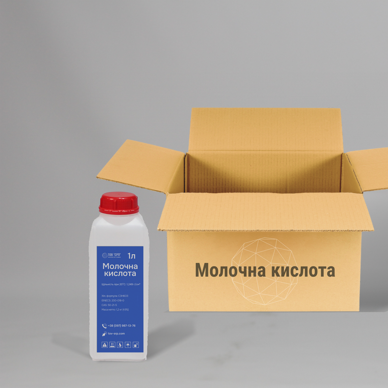 Молочна кислота у флаконах 1л (у коробці 20 флаконів)