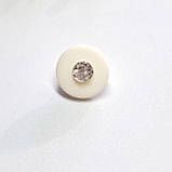 Гудзик круглий глянцевий молочний зі сріблястим декором 11мм, фото 2