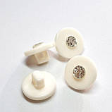 Гудзик круглий глянцевий молочний зі сріблястим декором 11мм, фото 3