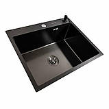 Кухонна мийка Valeso Handmade 60х50 PVD чорна 3.0/0.8 6050, фото 2