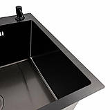 Кухонна мийка Valeso Handmade 60х50 PVD чорна 3.0/0.8 6050, фото 4
