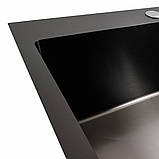 Кухонна мийка Valeso Handmade 60х50 PVD чорна 3.0/0.8 6050, фото 3