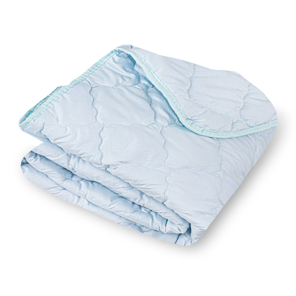 Літня легка двоспальна ковдра 180х210 стьобана тонка мікрофібра/ холофайбер, однотонна блакитного кольору