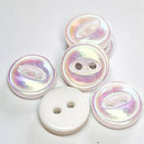 Гудзик круглий білий з перламутровим рожевим блиском прошивний12мм, фото 3