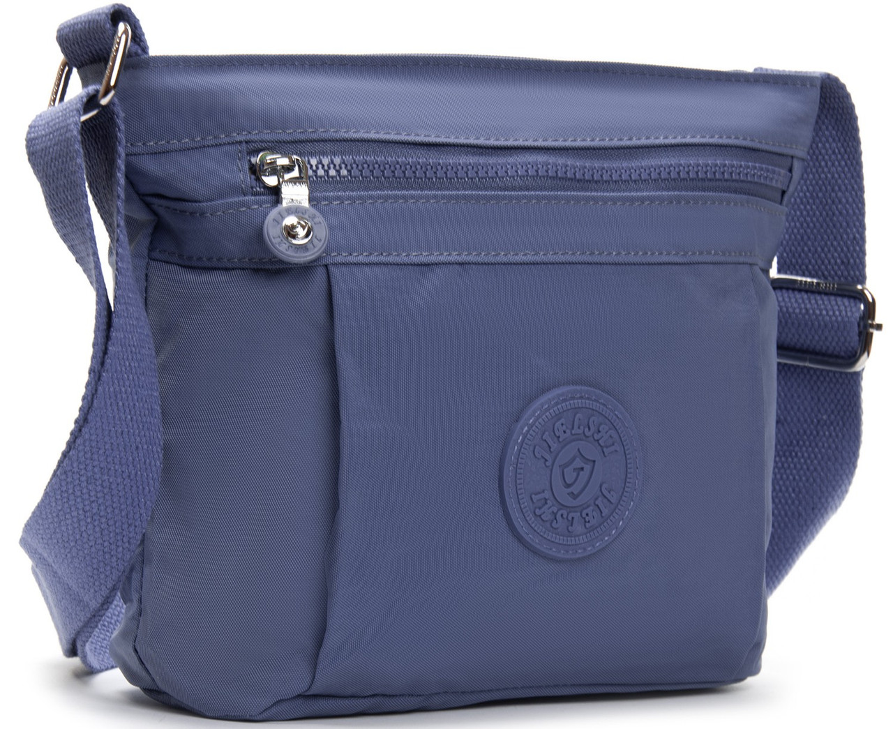 Сумка через плече жіноча синій тканинна полотняна кросс боді на один відділ на блискавці Jielshi 1916