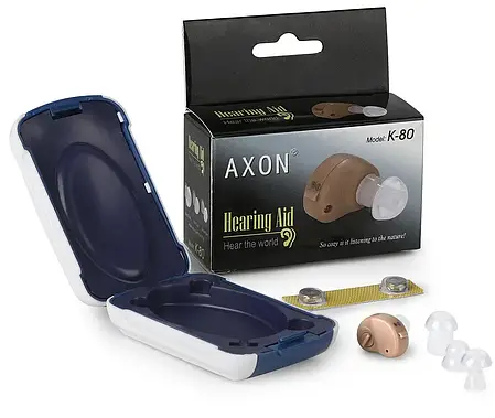 Внутрішньовушний слуховий апарат підсилювач слуху Axon K-80 для літньої людини велосипедів, фото 1