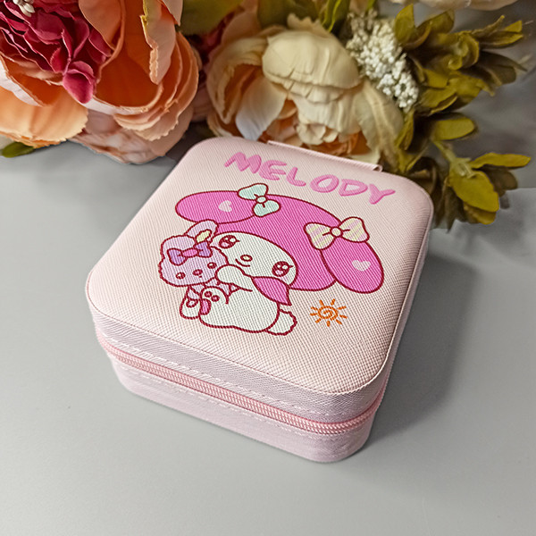 💖Маленька дитяча скринька для прикрас зі екошкіри на блискавці "Мелоді/My Melody" Рожевий, фото 1