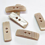 Гудзик прямокутний перламутровий бежевий прошивний 6/18мм, фото 3