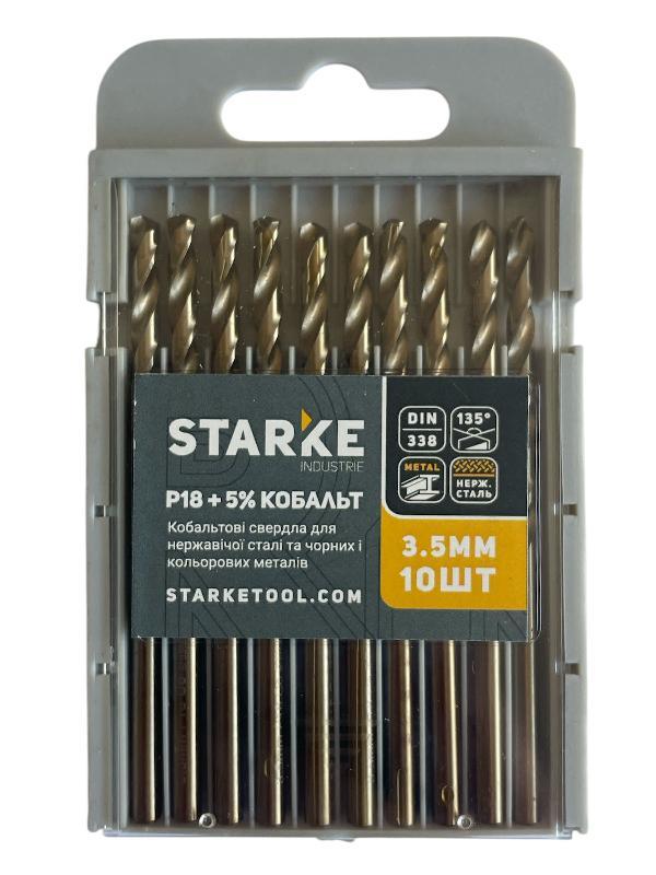 Сверло по металлу Р18+Co5% Starke 3,5 мм, упаковка 10 штук, фото 1